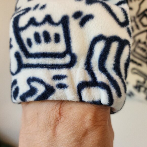 Keith Haring x H&M Fleece Jacket White &Navy Doodle Unisex Adult M Urban Artsy - Picture 10 of 16